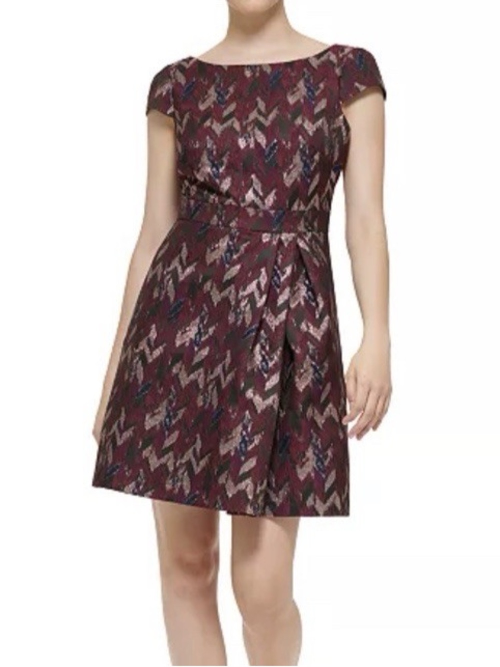 Vince Camuto Metallic Jacquard Fit & Flare Dress